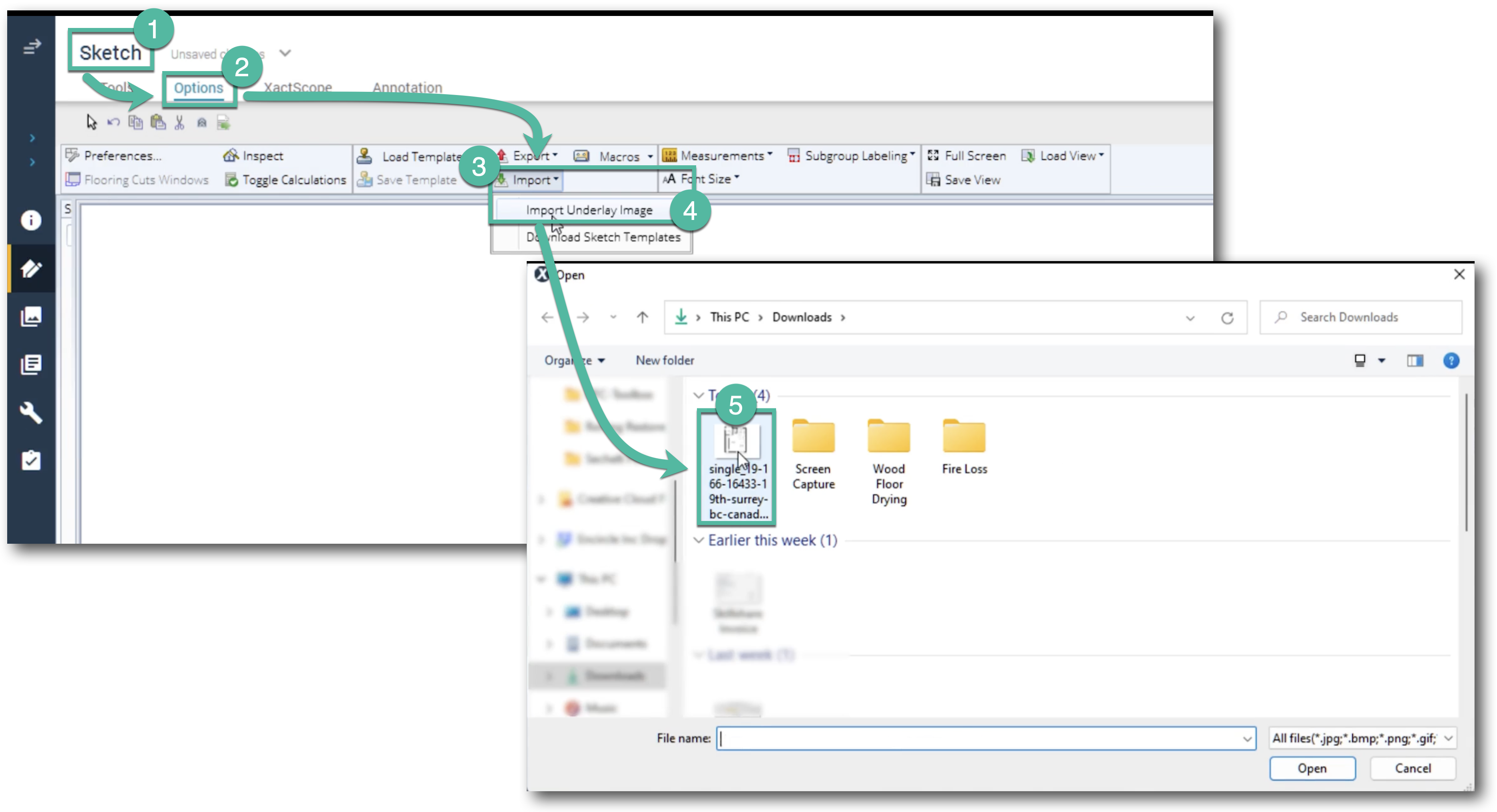 Importing a Floor Plan into Xactimate as an Underlay Encircle