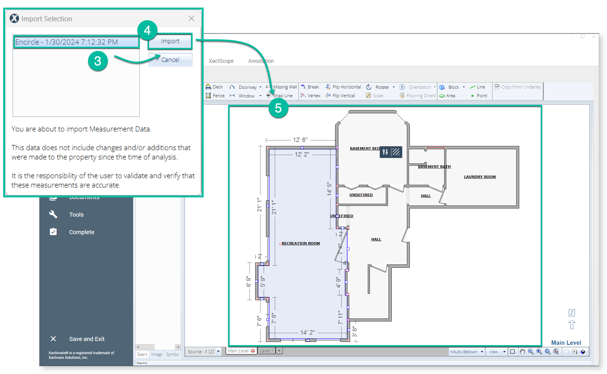 Importing an Encircle Floor Plan into Xactimate Encircle
